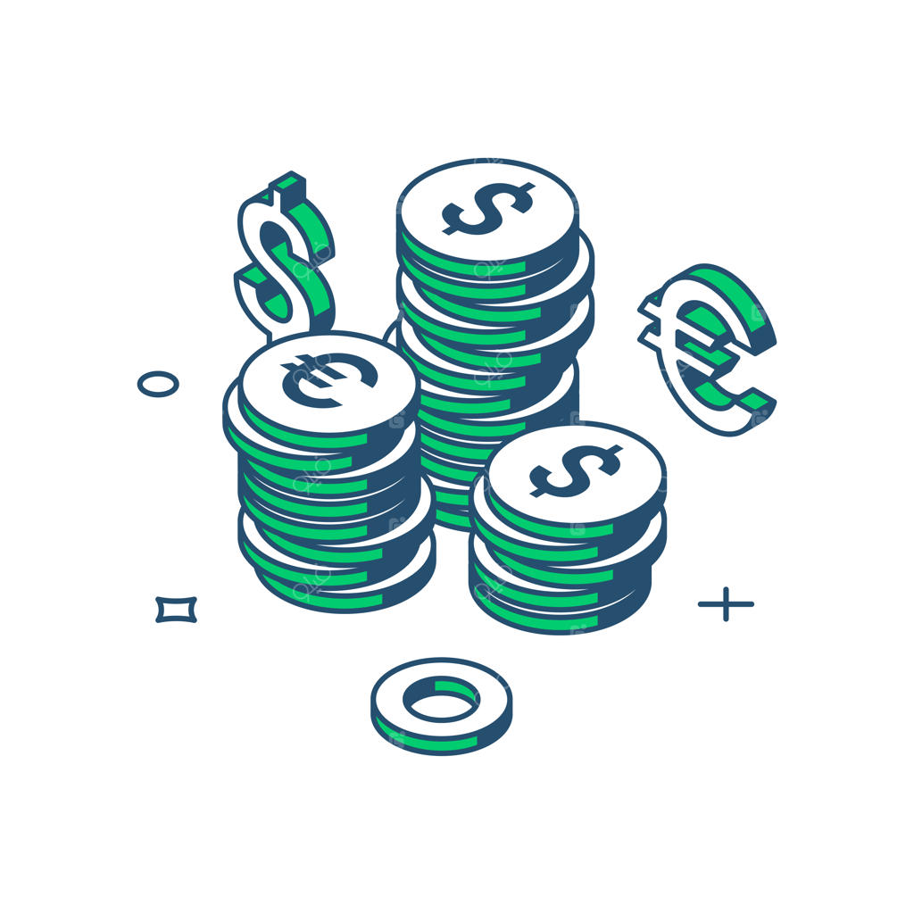 وکتور آیکون سه بعدی و ایزومتریک ستون سکه‌های طلایی با مفهوم بانکداری، اقتصاد و ثروت