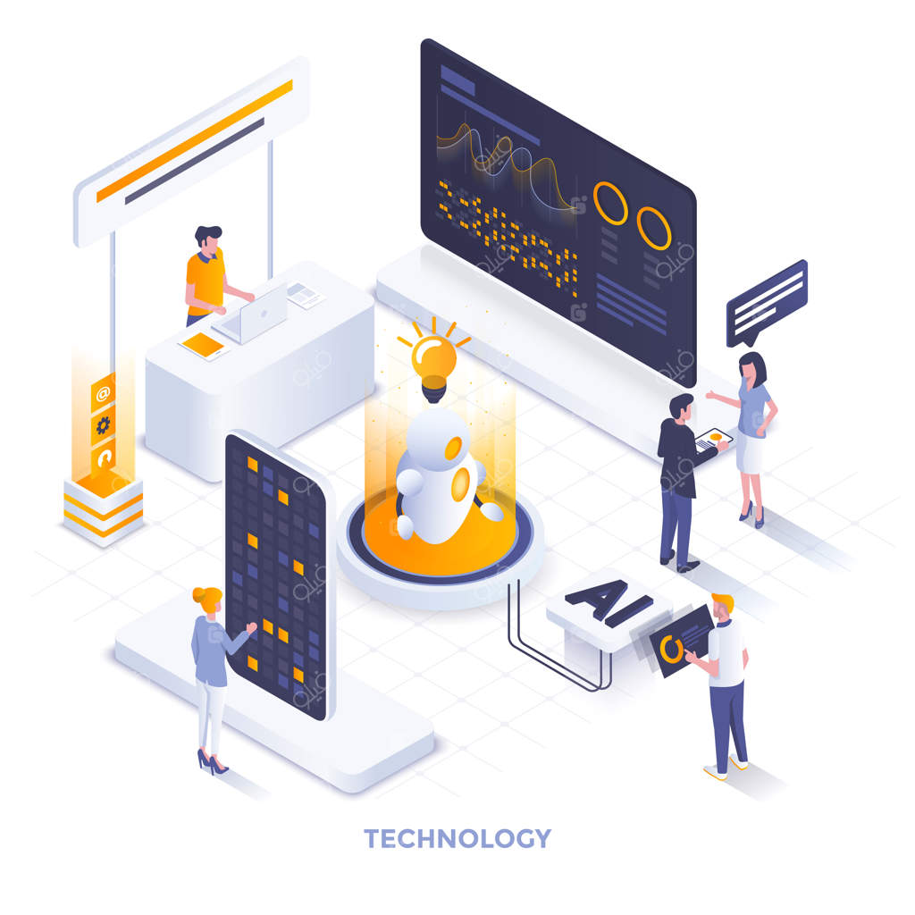 تصویرسازی ایزومتریک مدرن با رنگ تخت - فناوری