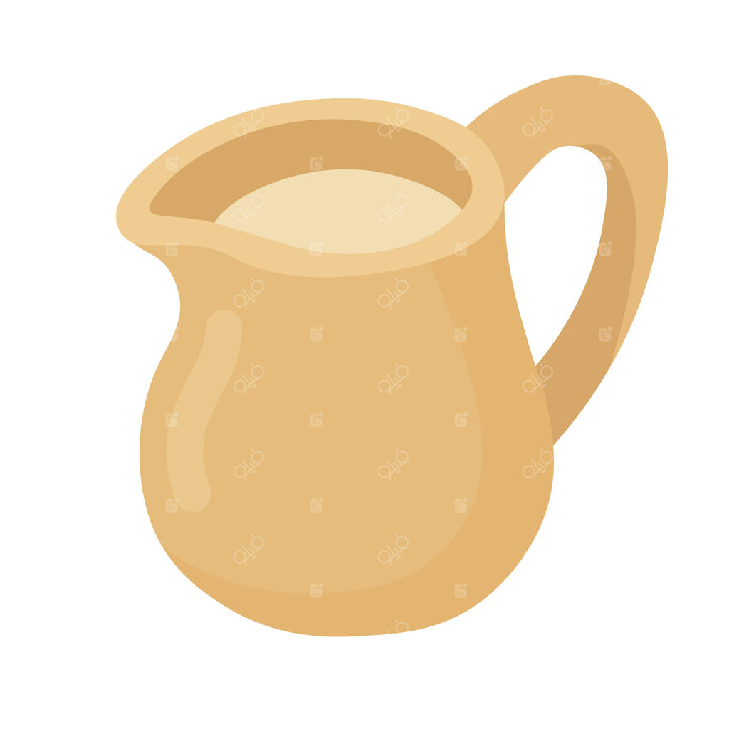 پارچ شیر برای قهوه، کلیپ‌آرت کارتونی گرم و صمیمی برای طراحی‌های مربوط به کافه، صبحانه و نوشیدنی‌ها.