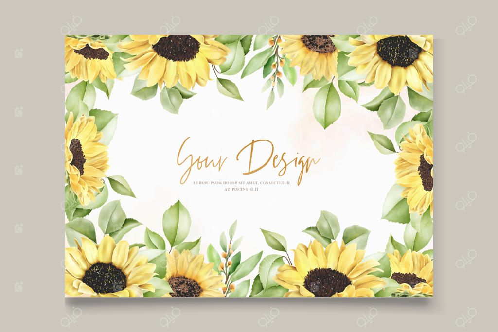 قالب کارت طرح آفتابگردان آبرنگی