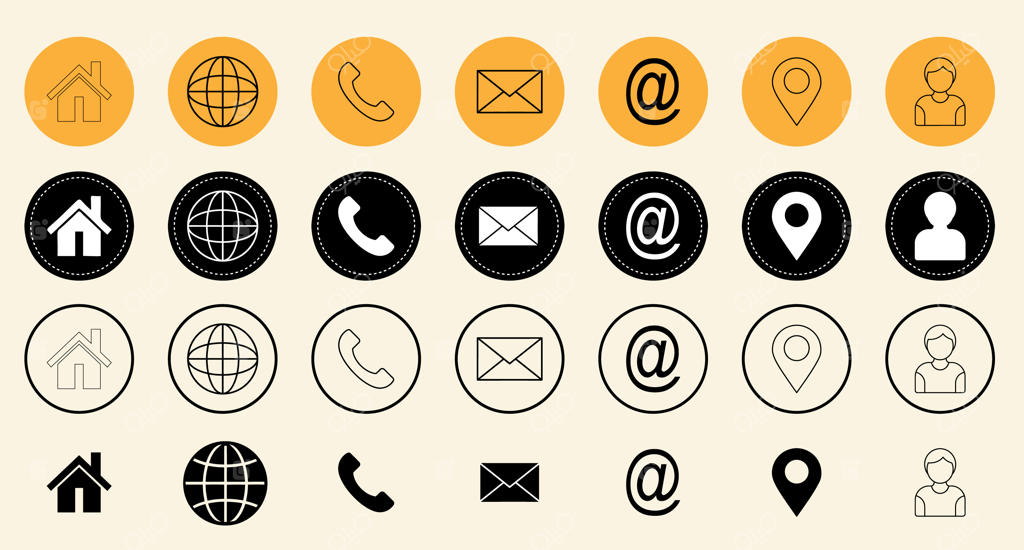 مجموعه آیکون‌های ارتباطی دایره‌ای شکل