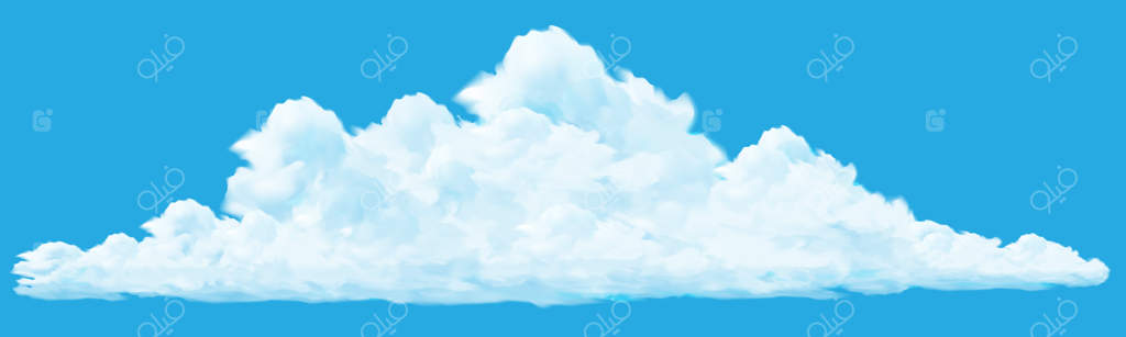 تصویر ابر بزرگ و واقعی بر روی آسمان آبی.