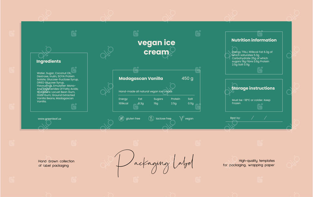 قالب طراحی برچسب لوازم آرایشی با نقاشی خطی دستی وکتور شده