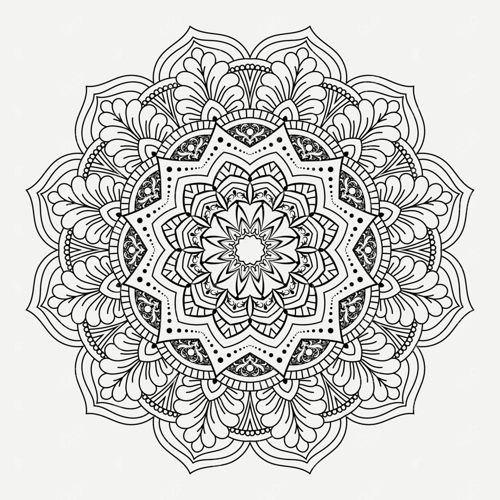 پس‌زمینه هنر الگوی ماندالا سیاه و سفید