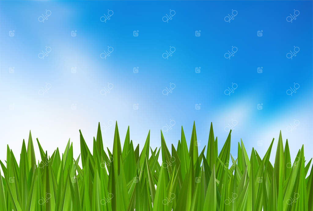 چمن سبز با آسمان آبی: چشم‌انداز آفتابی و ابرآلود بهاری و تابستانی. مراتع و باغ‌های سرسبز، جلوه‌ای از طبیعت تازه. تپه‌های مزرعه‌ای در روز عید پاک.