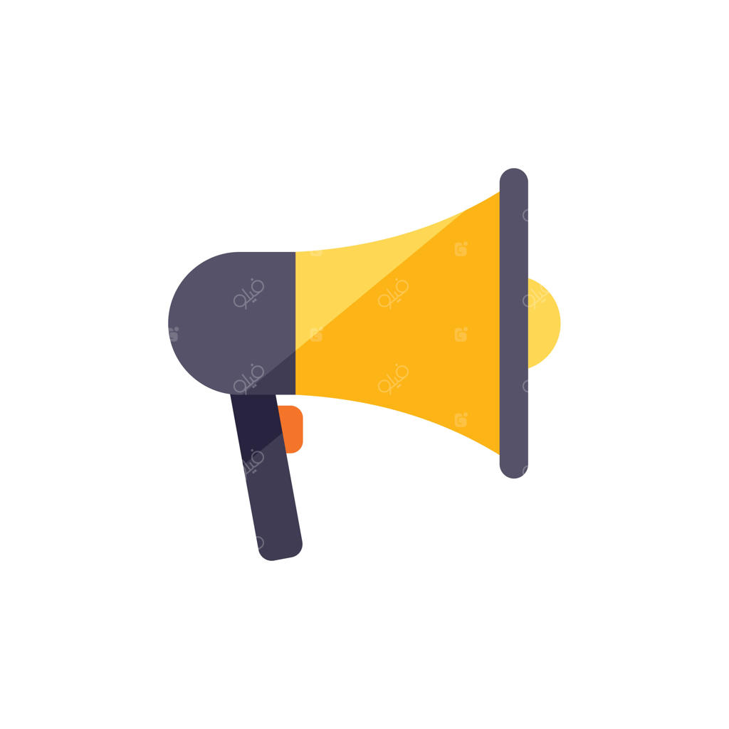 آیکون وکتور فلت بلندگوی بازاریابی، نماد رسانه‌های آنلاین و خدمات اجتماعی