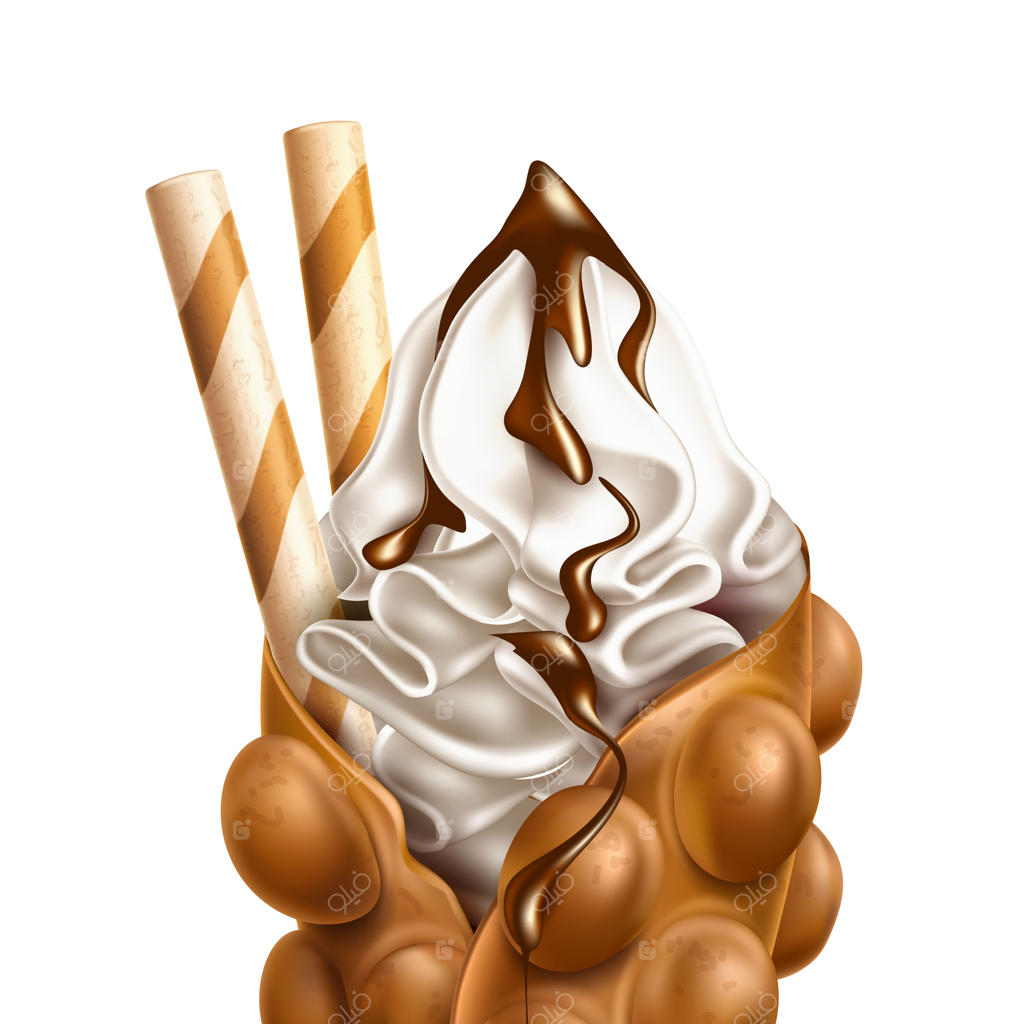 وافل حبابی واقعی با کرم وانیل شیرین و شکلات