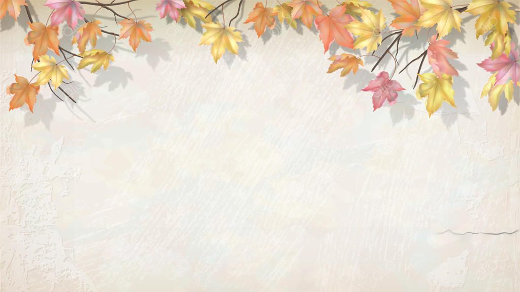 شاخه پاییزی با برگ‌های افرا روی دیوار گچی دکوراتیو