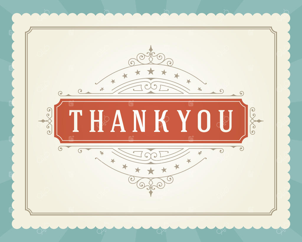 قالب طراحی کارت تبریک قدیمی با پیام تشکر تایپوگرافی شده