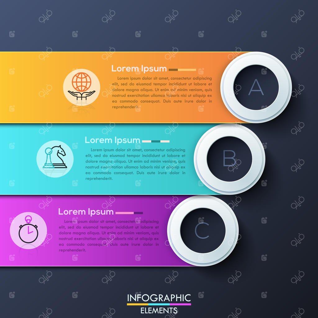 قالب اینفوگرافیک مدرن با مستطیل‌های گرد و همپوشان