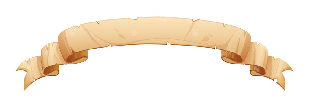 بنر طومار پوست، کاغذ قدیمی وینتیج به‌صورت روبانی، فضای خالی برای نوشتن متن. تصویر کارتونی