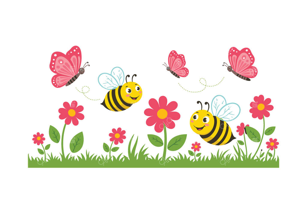 تصویرسازی شاد از باغی آفتابی با گل‌های شکوفا