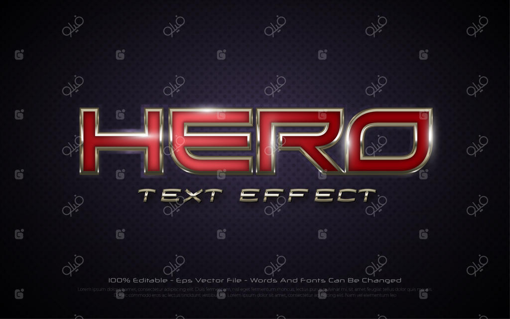 افکت متن سه‌بعدی قابل ویرایش با طرح قهرمان