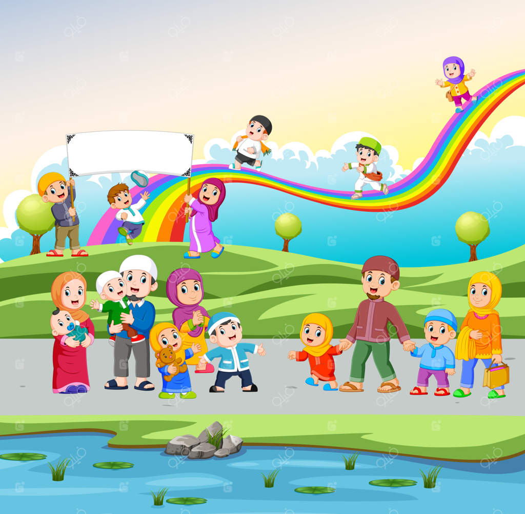 بچه‌ها نزدیک باغ در خیابان بازی می‌کنند و قدم می‌زنند.