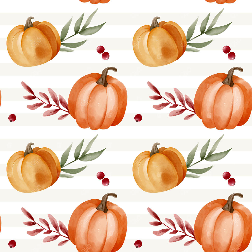 پترن کدو حلوایی و برگ برای دکور پاییزی (وکتور حرفه‌ای)