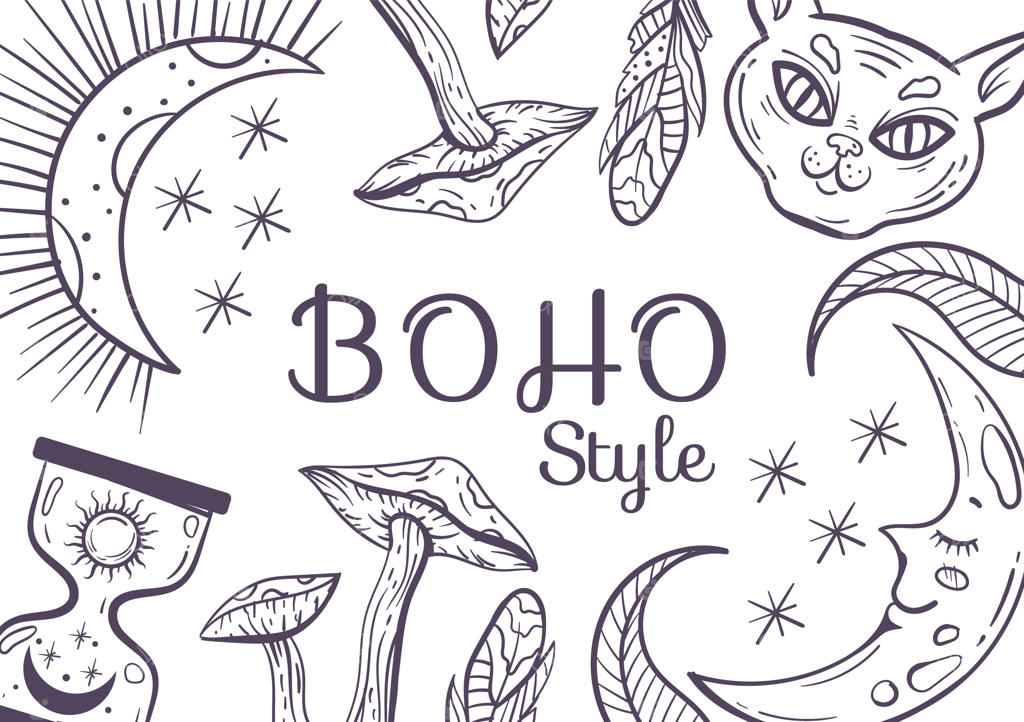 مفهوم گرافیک مسطح جلد بنر زیور اسراسرآمیز جادویی جادوگر بوهویی