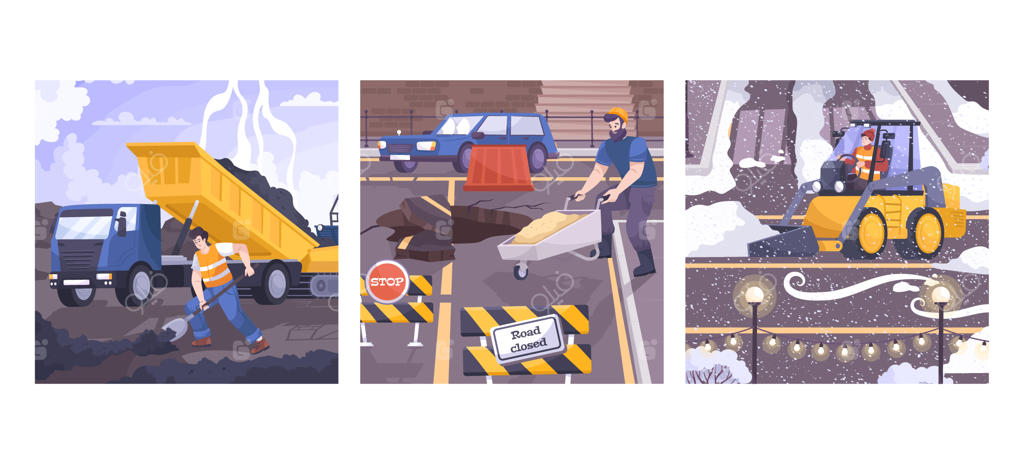 مجموعه طرح‌های تعمیر جاده و کفپوش‌ها