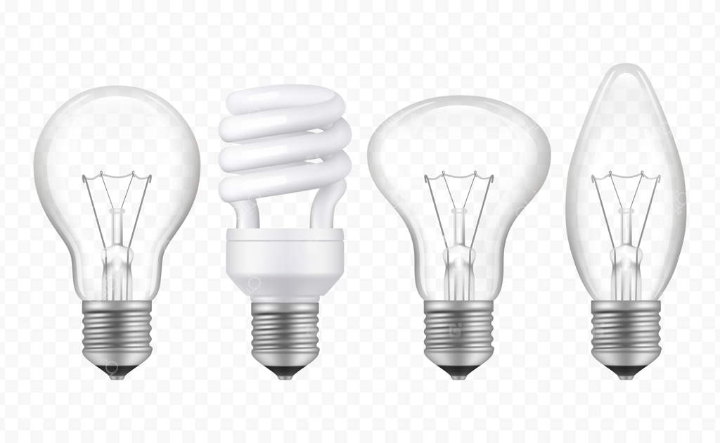 لامپ روشنایی: مجموعه‌ای از نمادهای خلاقانه و واقع‌گرایانه لامپ شیشه‌ای شفاف در سبک‌های مختلف وکتور