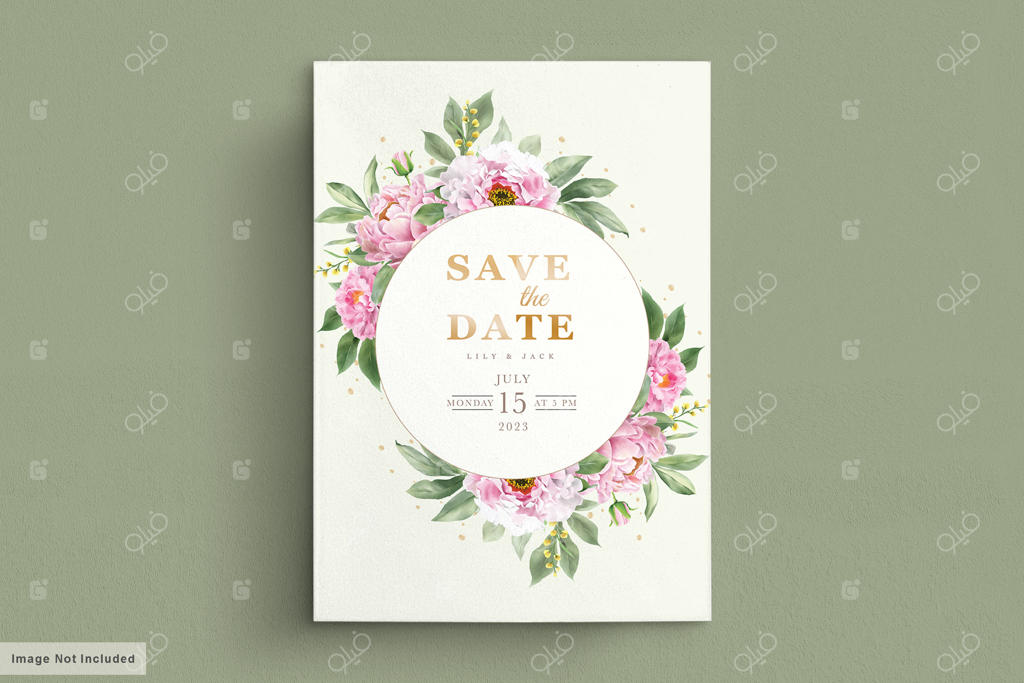 ست کارت عروسی با طرح‌های زیبای گل و برگ‌ها