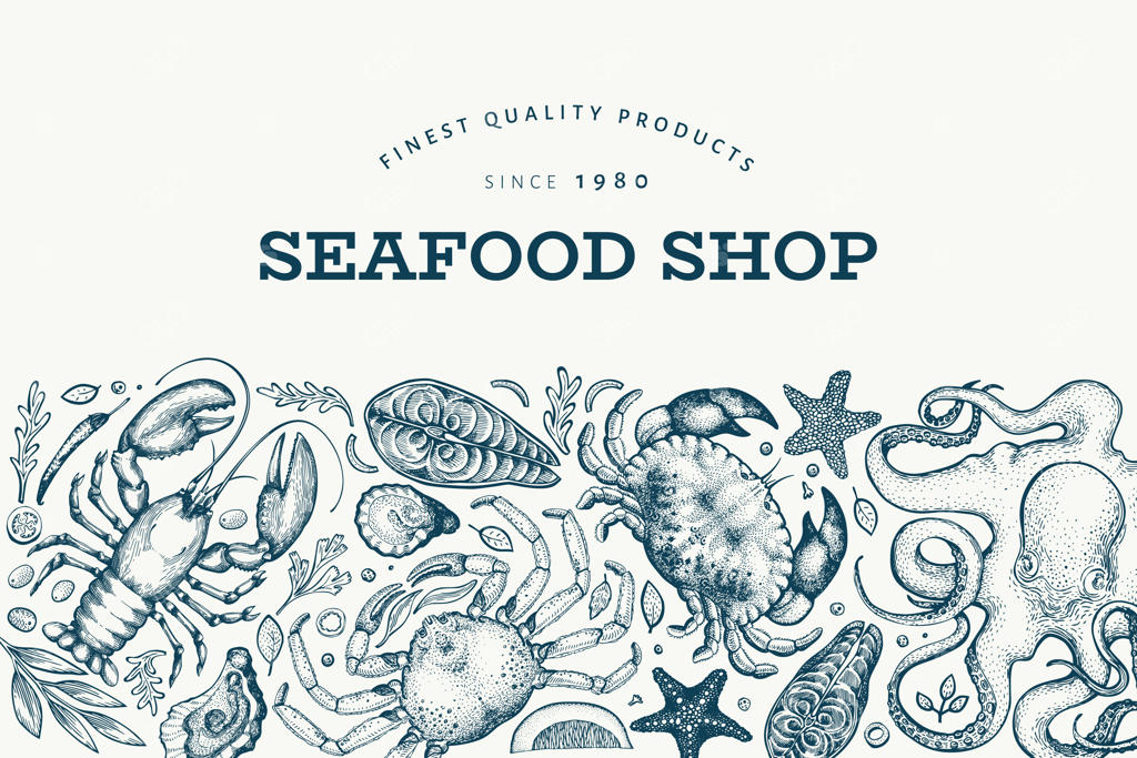 قالب طراحی غذاهای دریایی و ماهی