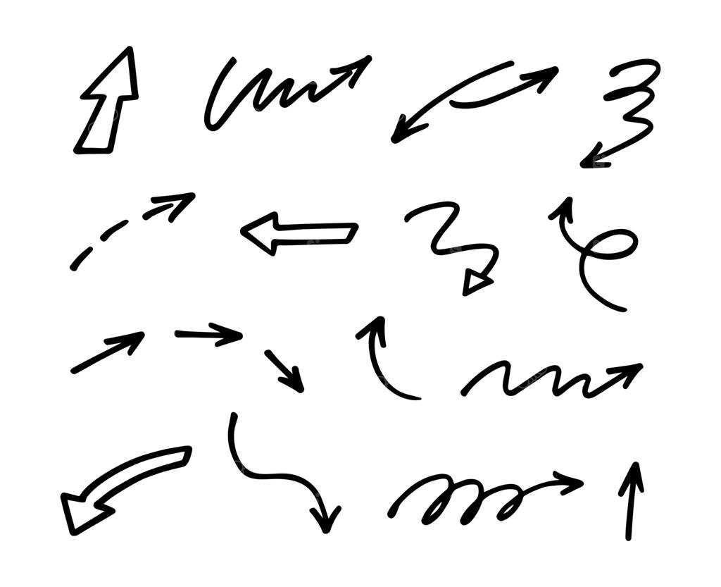 مجموعه وکتور فلش‌های دست‌کشیده، عناصر مناسب برای ارائه