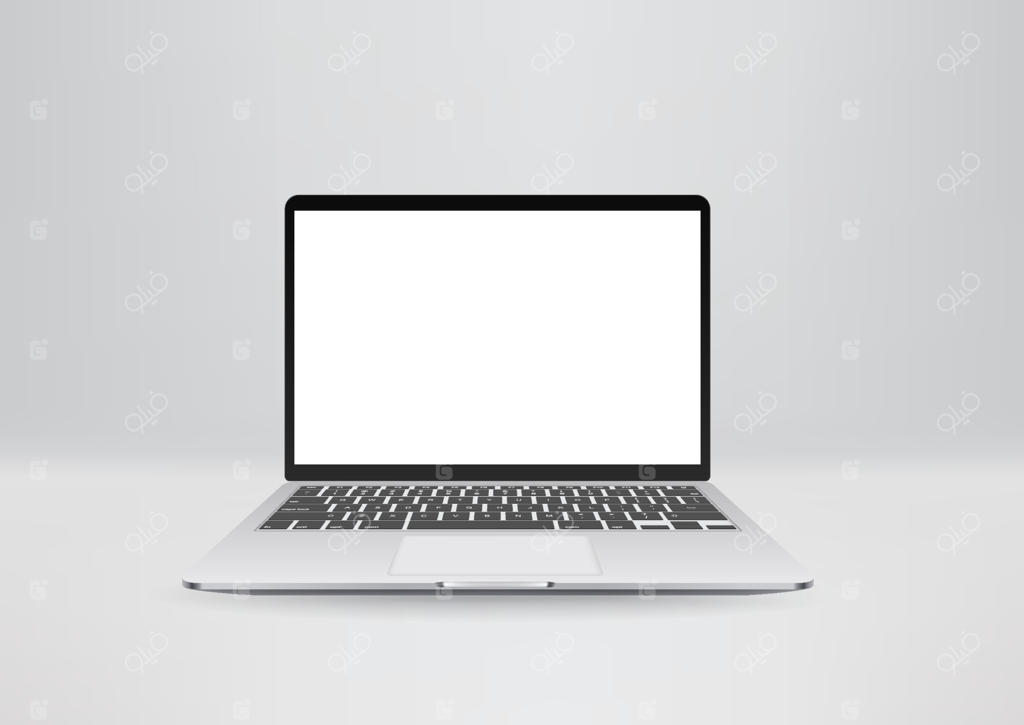 موکاپ وکتور لپ‌تاپ سفید مدرن روی میز