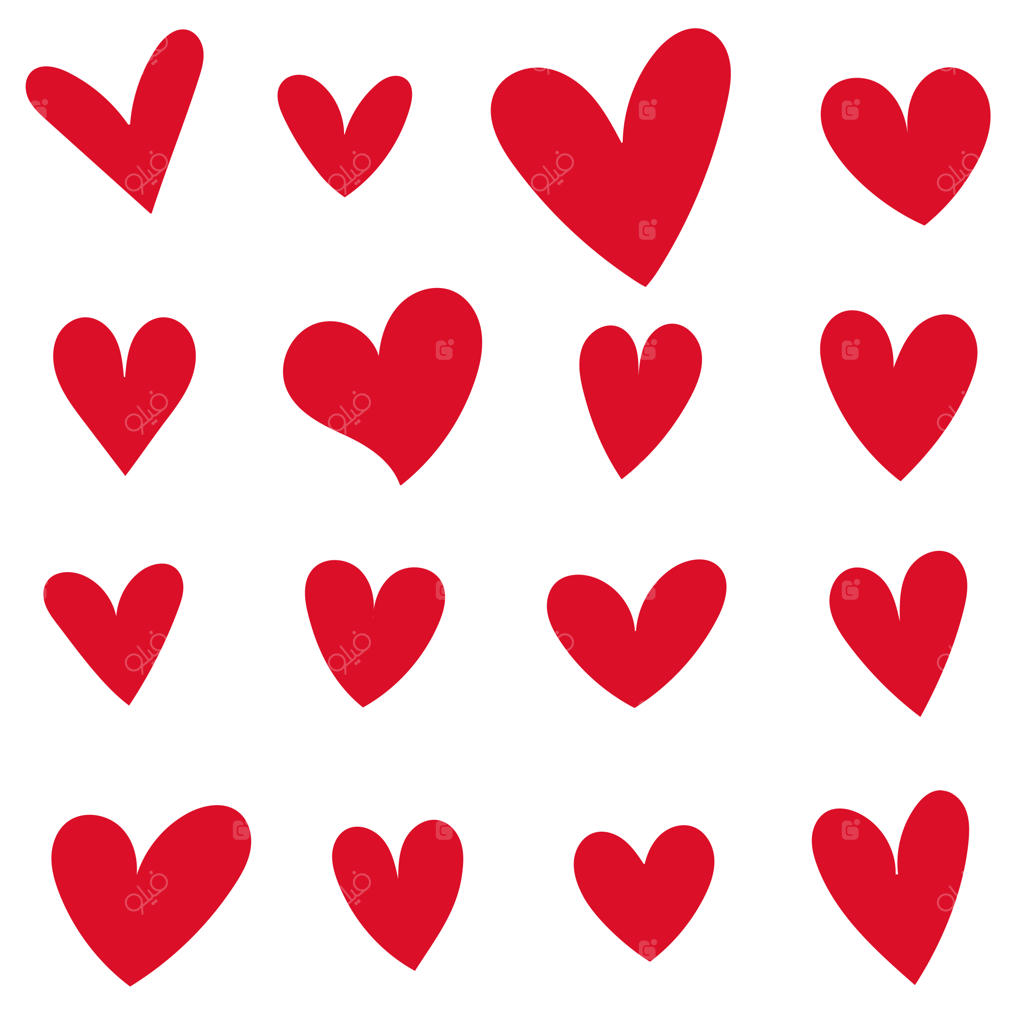 مجموعه آیکون و نماد قلب‌های قرمز ویژه روز ولنتاین