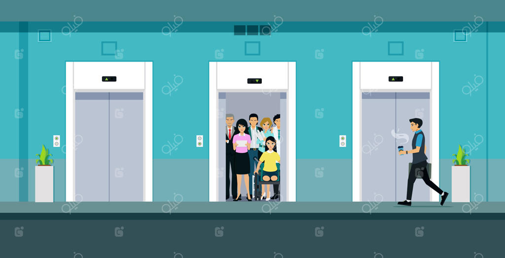 کارگران قهوه به‌دست از آسانسور بالا می‌روند