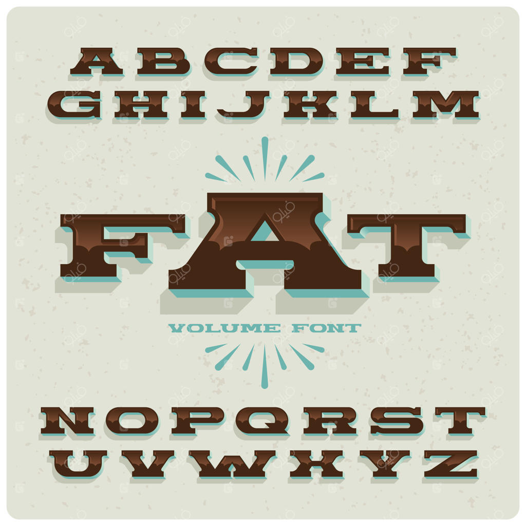 مجموعه فونت های عریض و قدیمی برجسته