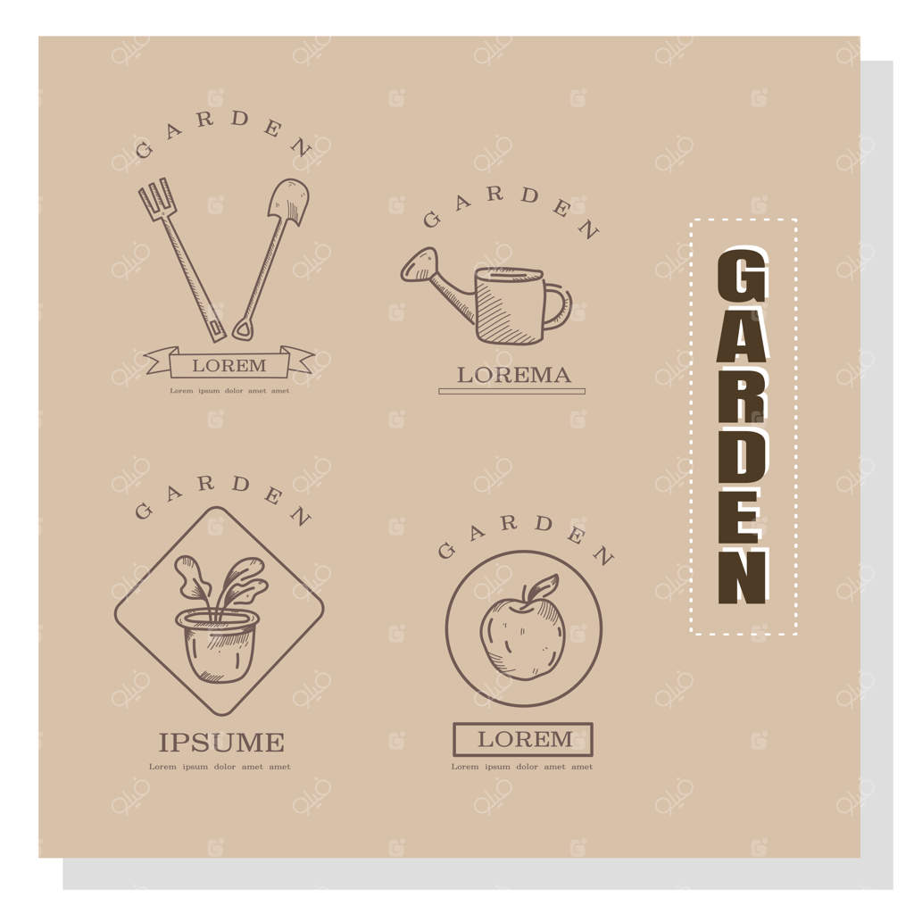 مجموعه وکتور طراحی لوگوی برند باغ