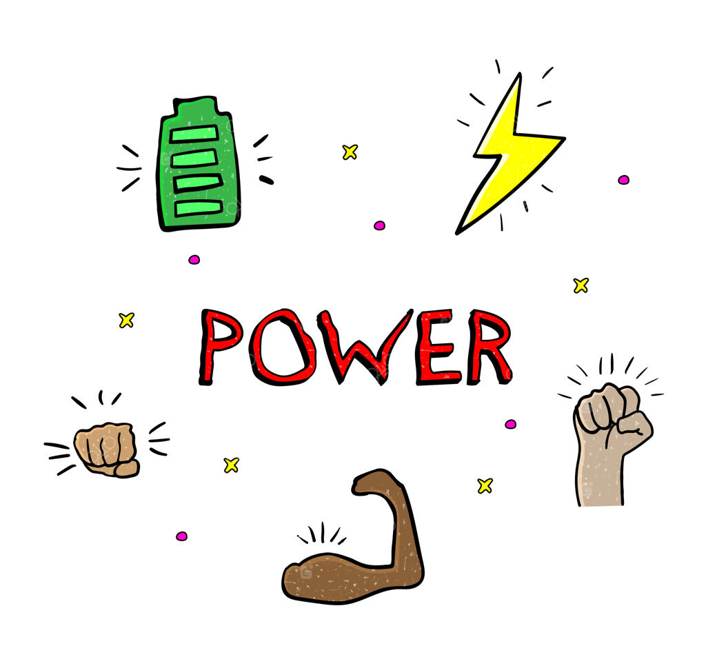 وکتور تصویرسازی آیکون‌های طرح دستی با نمادهای قدرت، انرژی و مبارزه