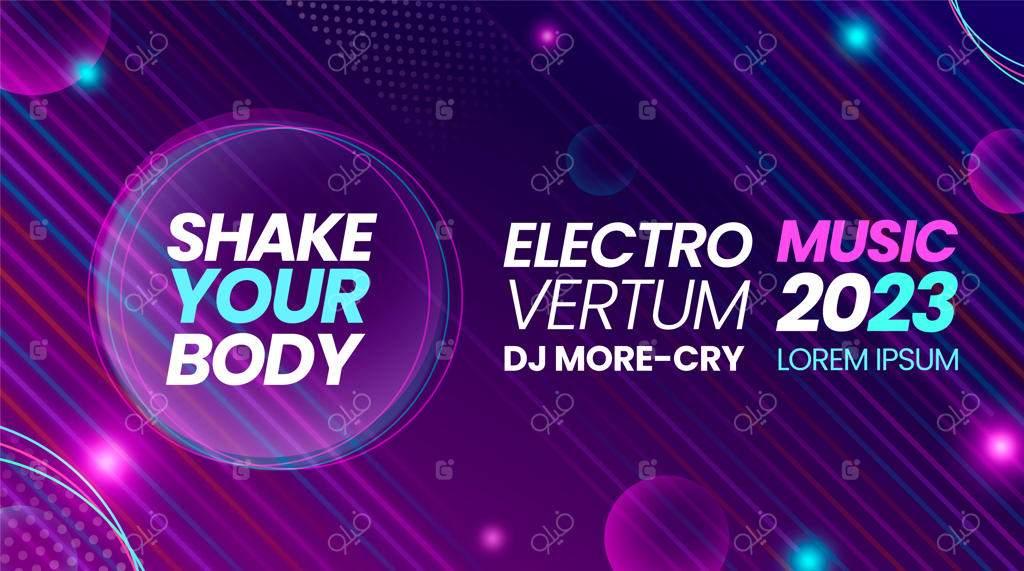 بنر افقی موسیقی الکترونیک با گرادینت