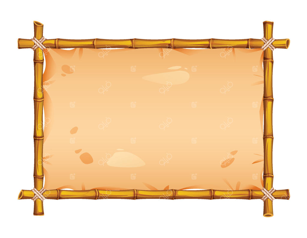 قاب بامبو با کاغذ پوستی، مناسب برای بنرها یا طراحی‌های با تم طبیعت. تصویرسازی کارتونی