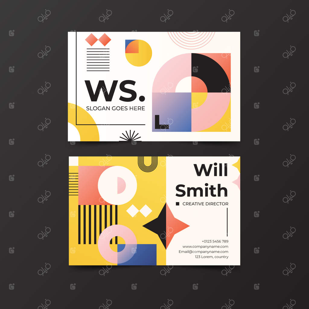 قالب کارت ویزیت انتزاعی با طراحی گرادیانت