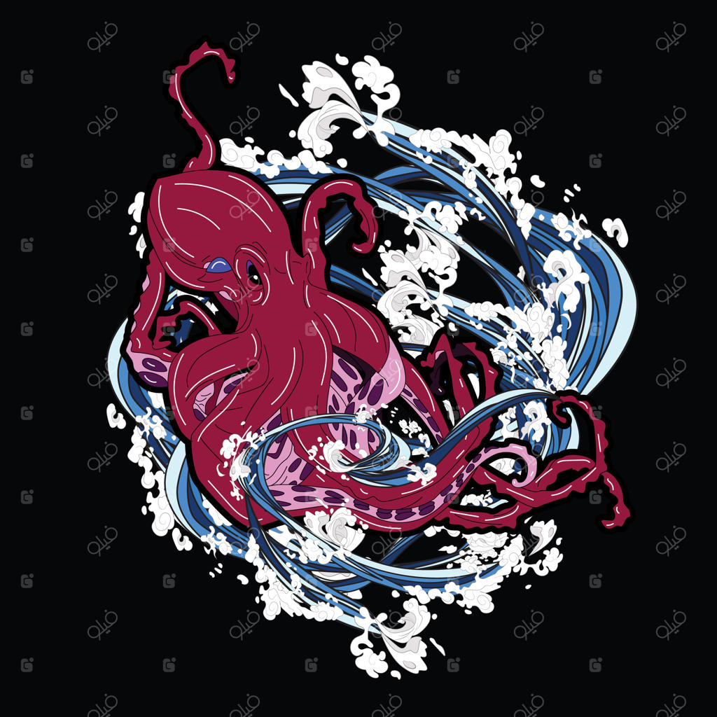 تصویرسازی اختاپوس به سبک ژاپنی برای رویداد کایجون هیولاها