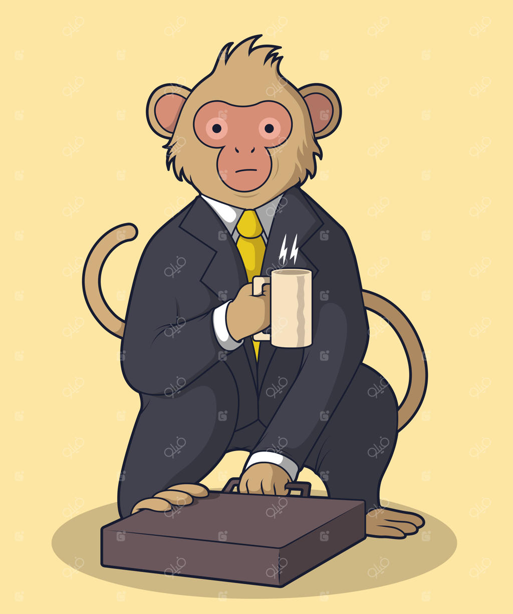 میمون با کت‌وشلوار - مفهوم طراحی کارمند شرکتی