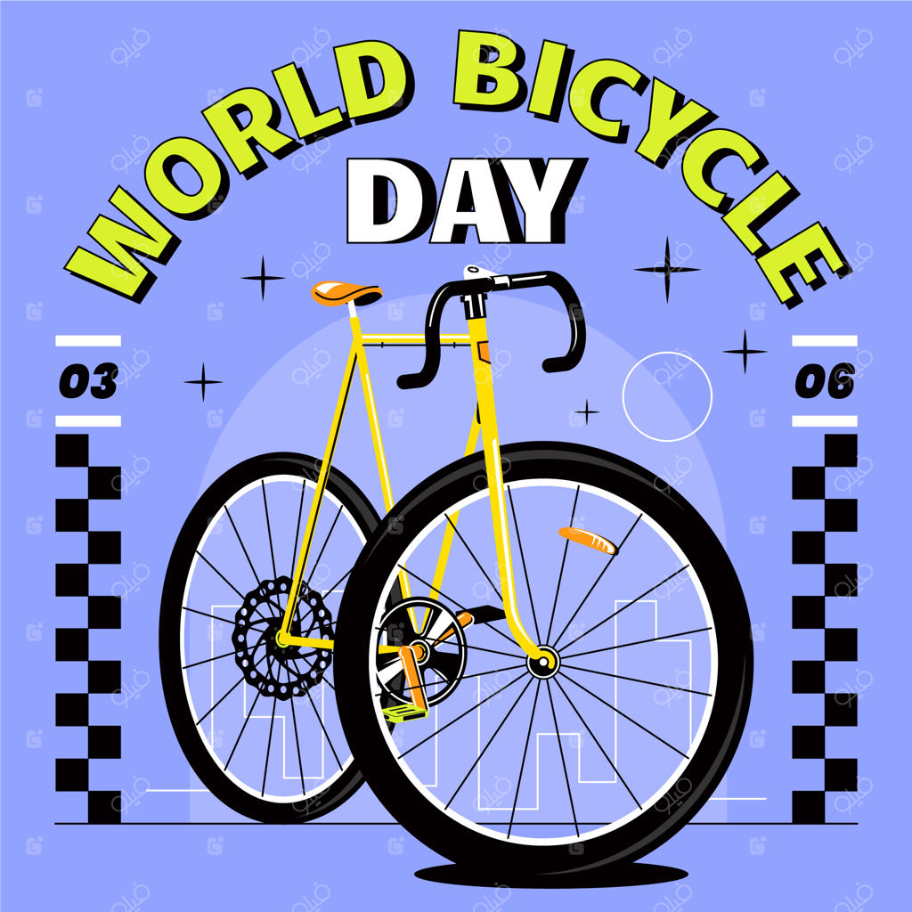 تصویرسازی روز جهانی دوچرخه‌سواری در دنیای مسطح