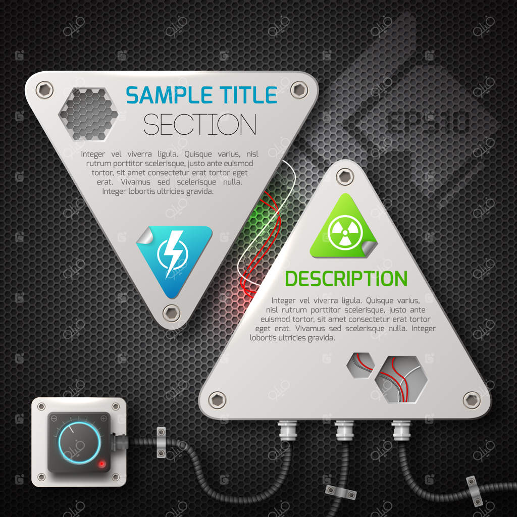 پوستر فناوری انتزاعی با علائم و واژگان مختلف در بخش عنوان