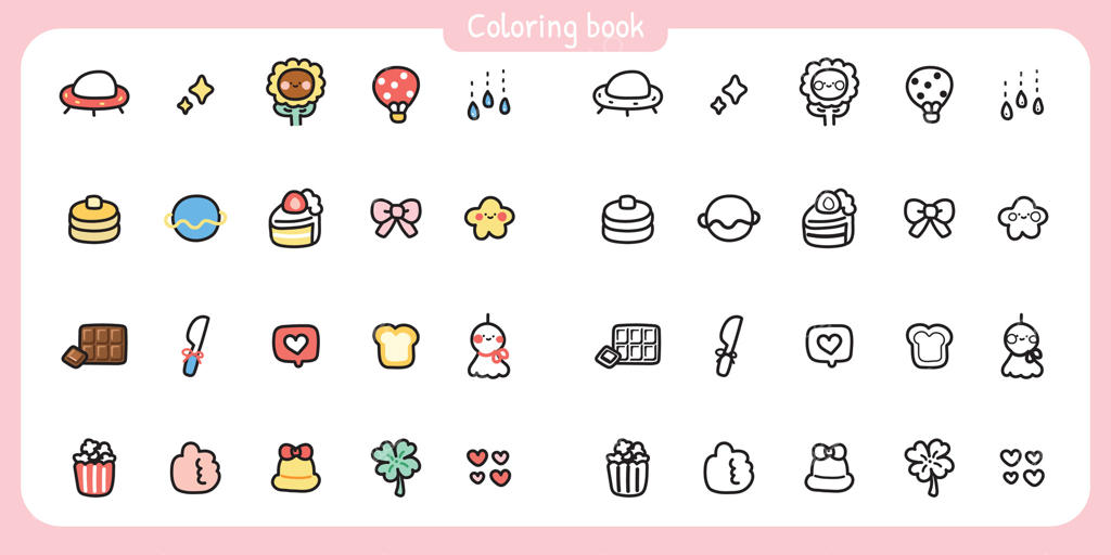 آیکون‌های جذاب را در این کتاب رنگ‌آمیزی بامزه پرو وکتور کشف کنید