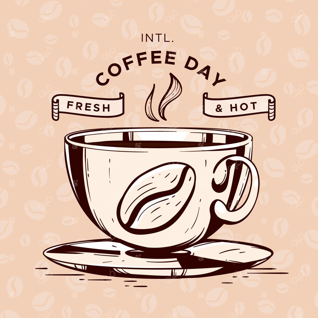 روز جهانی قهوه با طراحی دستی