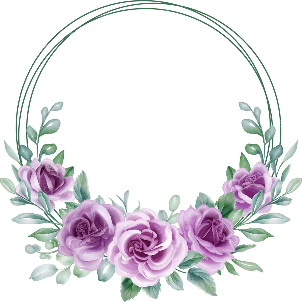 تاج گل آبرنگی با رز بنفش و گل یاس: عناصر گرافیکی برای پس‌زمینه، طراحی کاغذ دیواری، چاپ دعوت‌نامه و کارت‌پستال‌ها