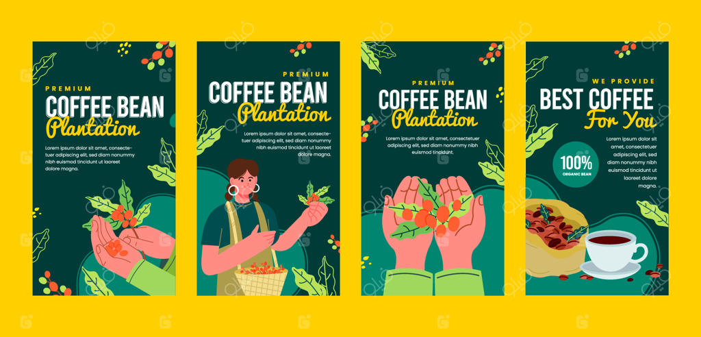 استوری‌های اینستاگرام با طراحی تخت برای کشت قهوه