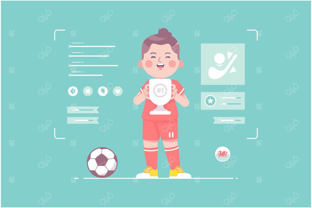 طراحی شخصیت بامزه بازیکن فوتبال ولز