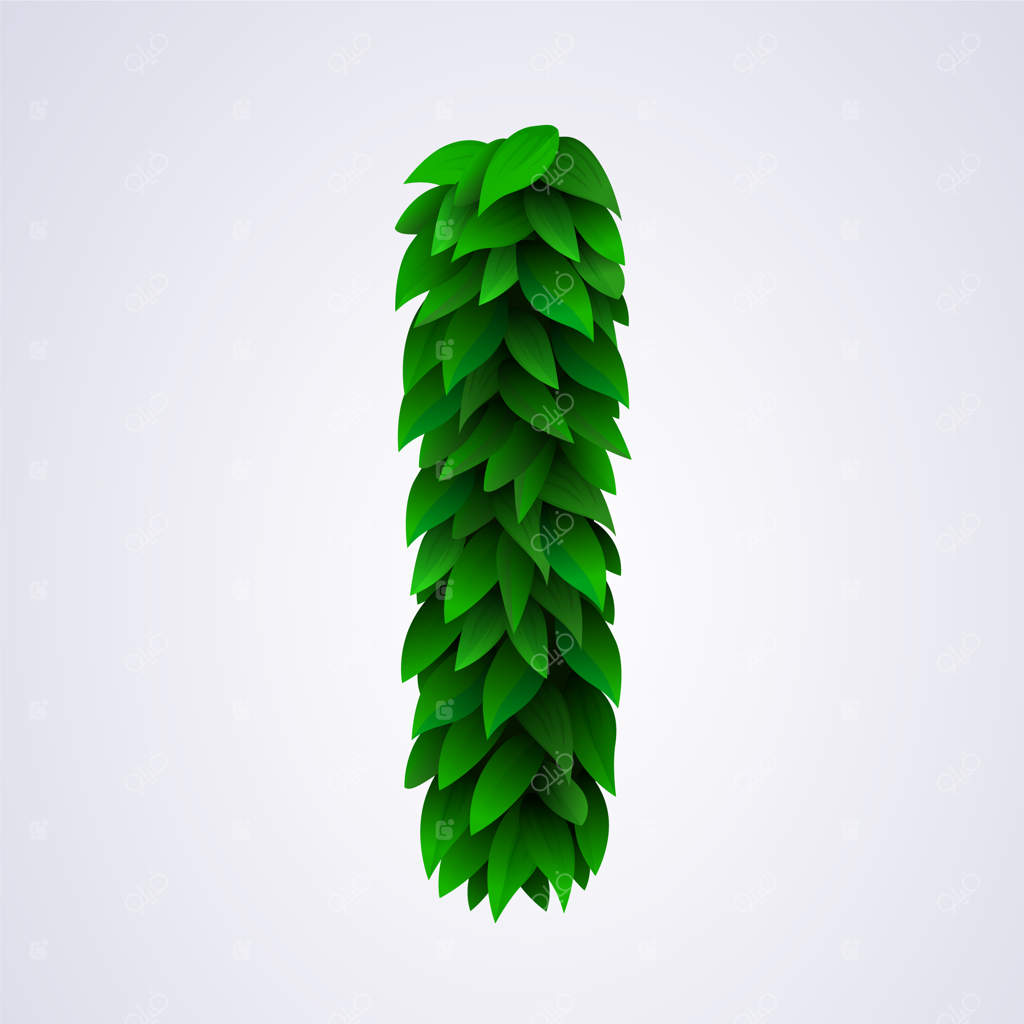 حرف الفبای "I" ساخته شده از برگ‌های سبز تازه