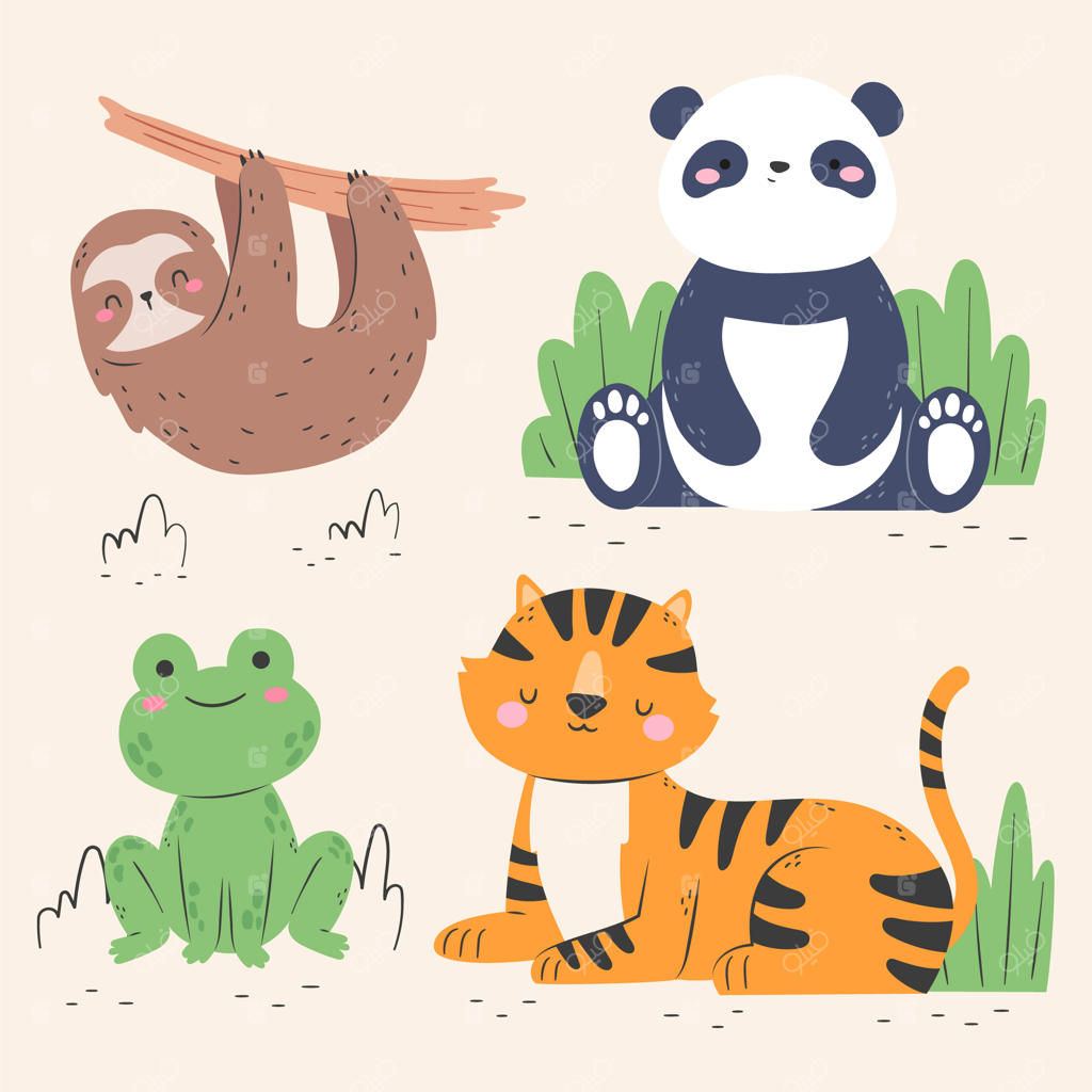 مجموعه تصویرسازی کاراکترهای بامزه با طراحی تخت