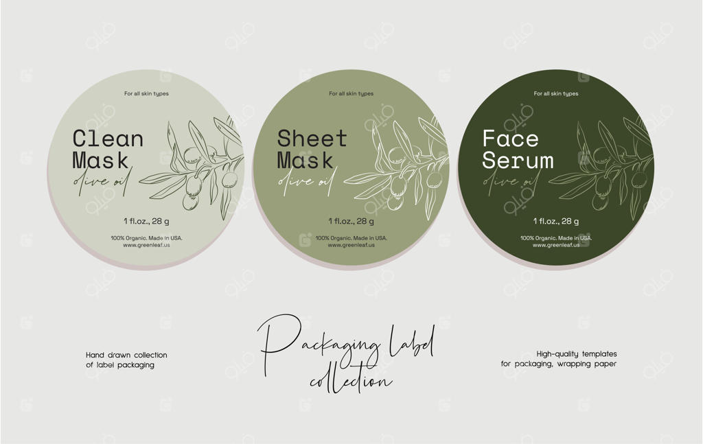 الگوی طراحی برچسب لوازم آرایشی با طرح خطی دستی به صورت وکتور