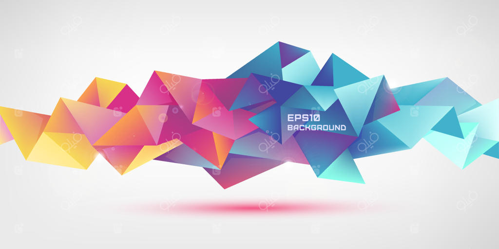 شکل هندسی سه‌بعدی وکتوری مدرن، طراحی کریستالی و اوریگامی. مناسب برای بنرها، وبسایت‌ها، بروشور، تبلیغات، پوستر و غیره. زمینه‌ای با پلی‌گون‌های کم.