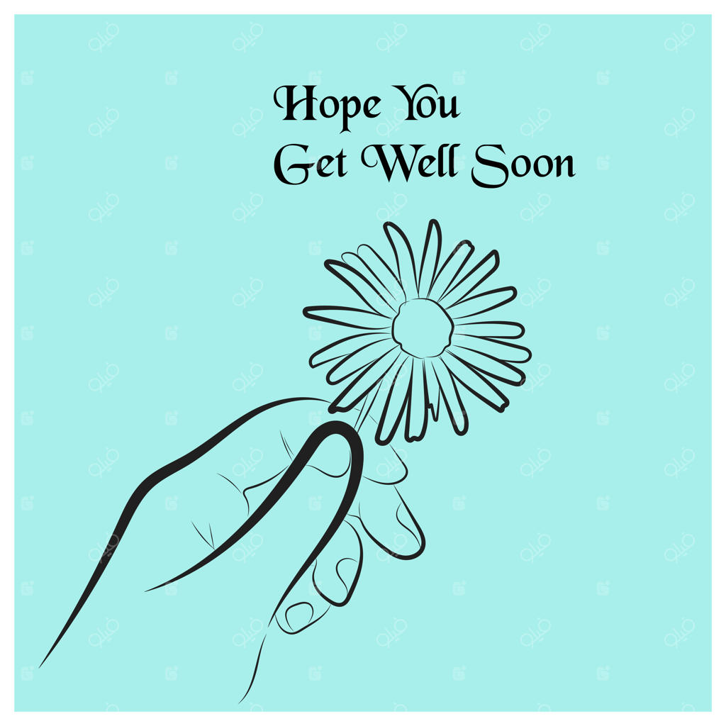 کارت پستال مینیمال آرزوی سلامتی با دست و گل بابونه