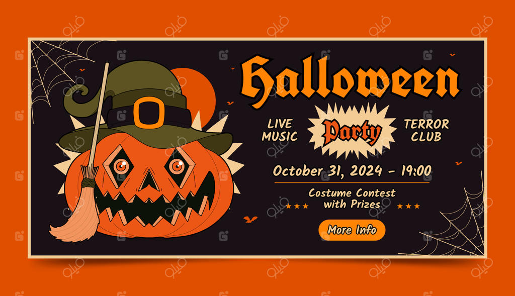 قالب بنر هالووین با طراحی دستی