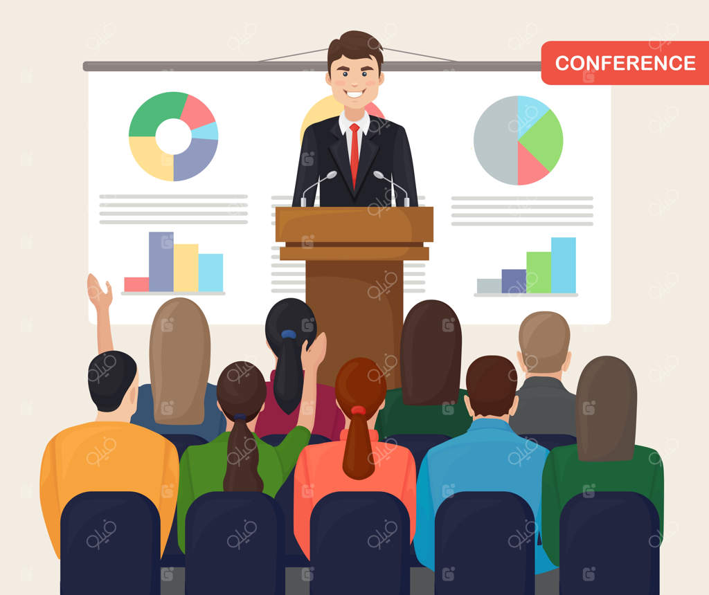 جلسه کاری: مردی پروژه را ارائه می‌دهد در حضور افرادی که در کارگاه، آموزش و یا سمینار هستند